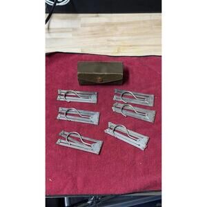 Vintage Folding Travel Clothes Hangers Metal Set w Leather Case